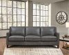 New Haven Ash Gray Leather Sofa