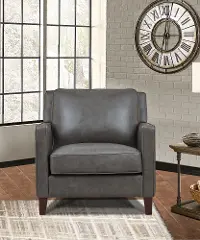 New Haven Contemporary Ash Gray Leather Chair