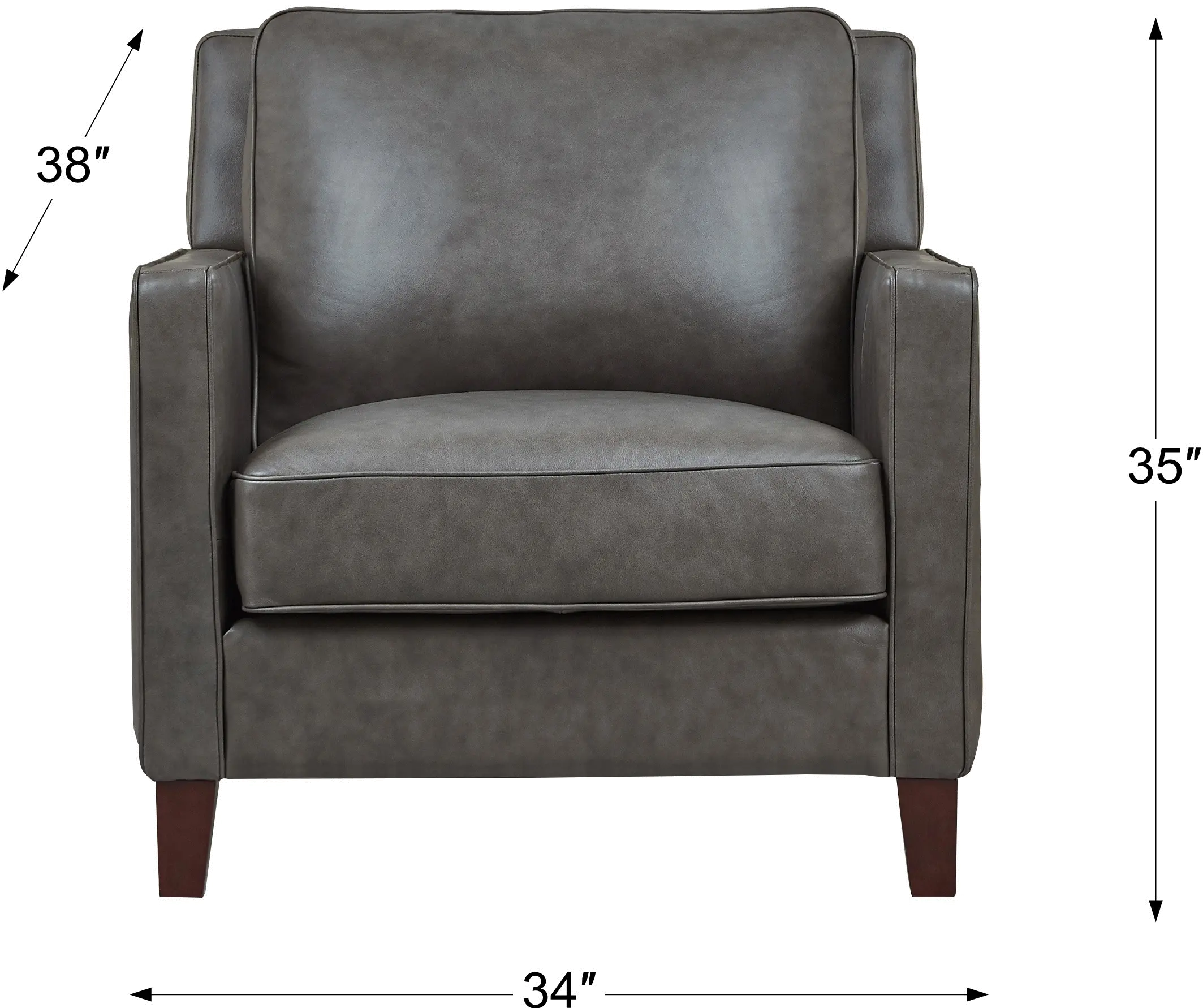 New Haven Contemporary Ash Gray Leather Chair-3