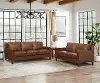 New Haven Brown Leather 2 Piece Sofa and Loveseat Set - Amax Leather