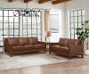 New Haven Brown Leather 2 Piece Sofa and Loveseat Set