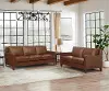 New Haven Brown Leather 2 Piece Sofa and Loveseat Set