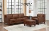 Brown Leather 3 Piece Living Room Set with Ottoman - New Haven