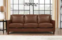 New Haven Contemporary Tobacco Brown Leather Sofa