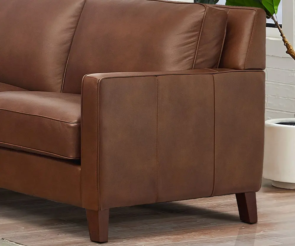 New Haven Contemporary Tobacco Brown Leather Sofa-2