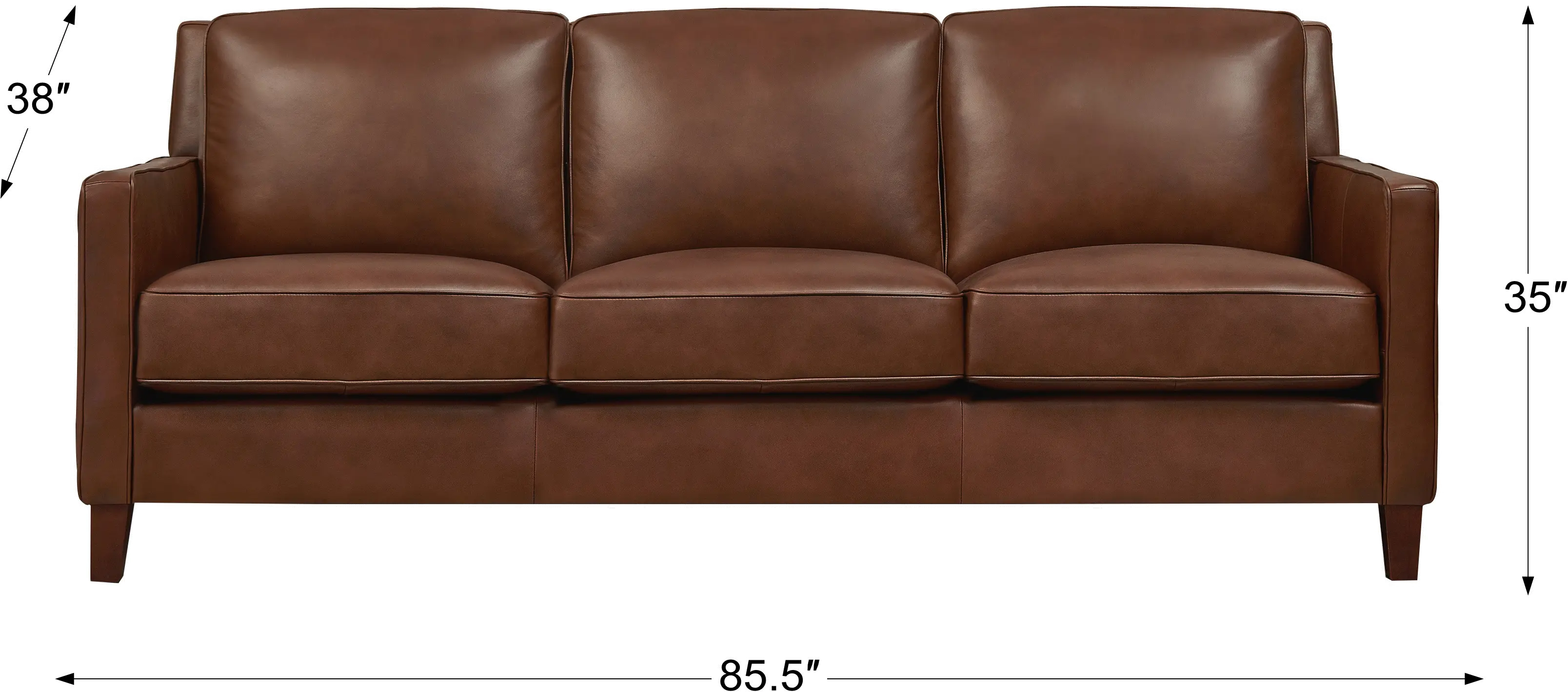 New Haven Contemporary Tobacco Brown Leather Sofa-4