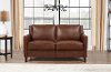New Haven Contemporary Tobacco Brown Leather Loveseat