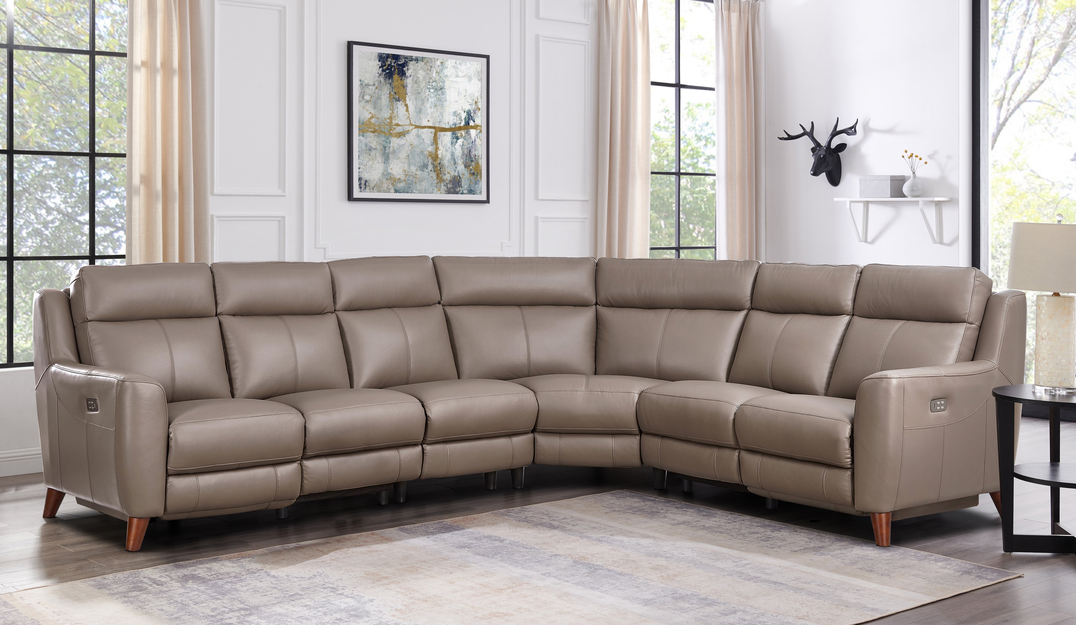 Fresno 4-Piece Power Reclining Leather Sectional-2