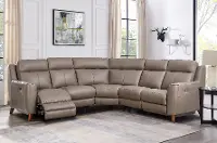 Fresno 3-Piece Curved Power Reclining Leather Sectional
