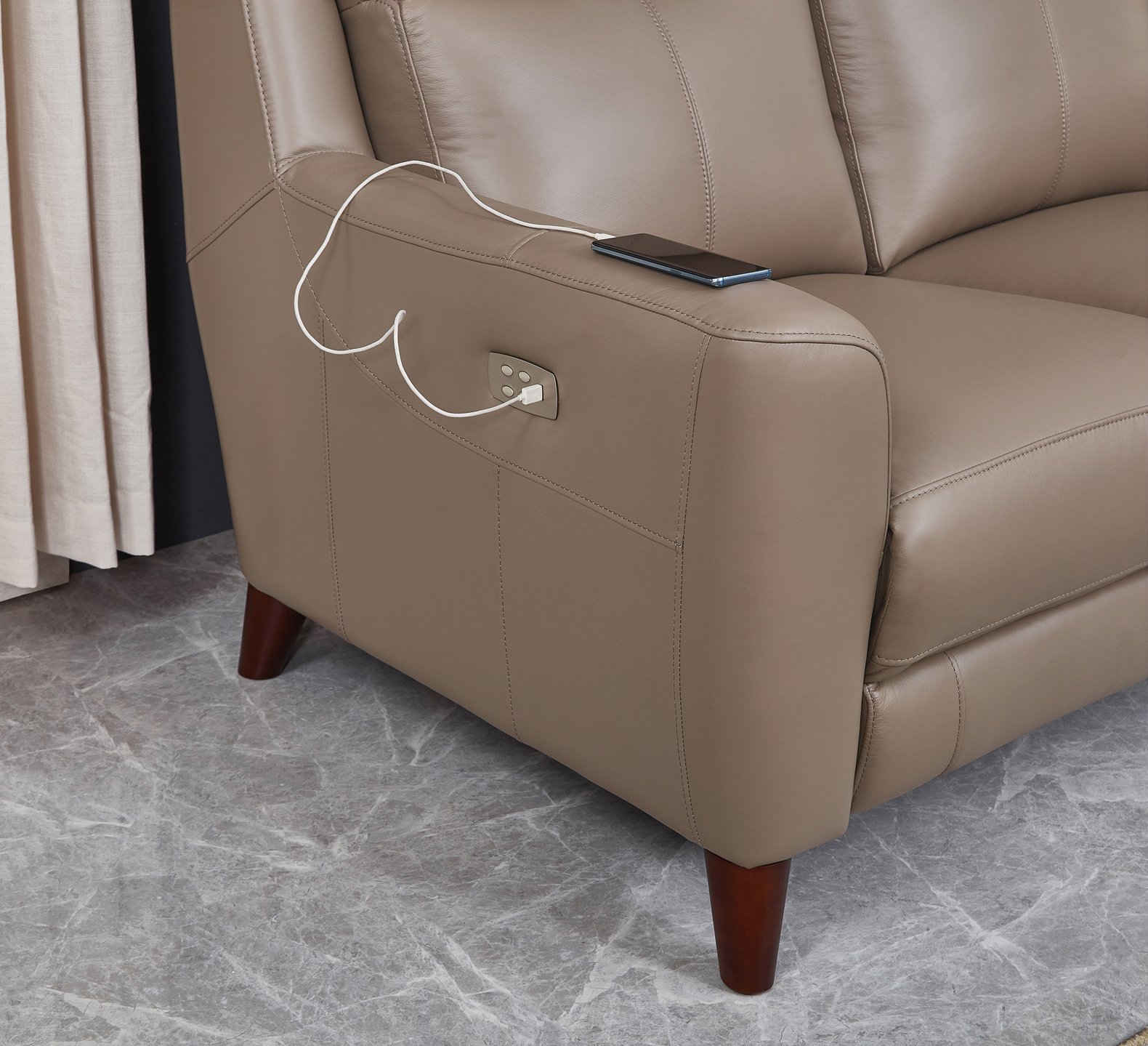 Fresno 3-Piece Curved Power Reclining Leather Sectional-2
