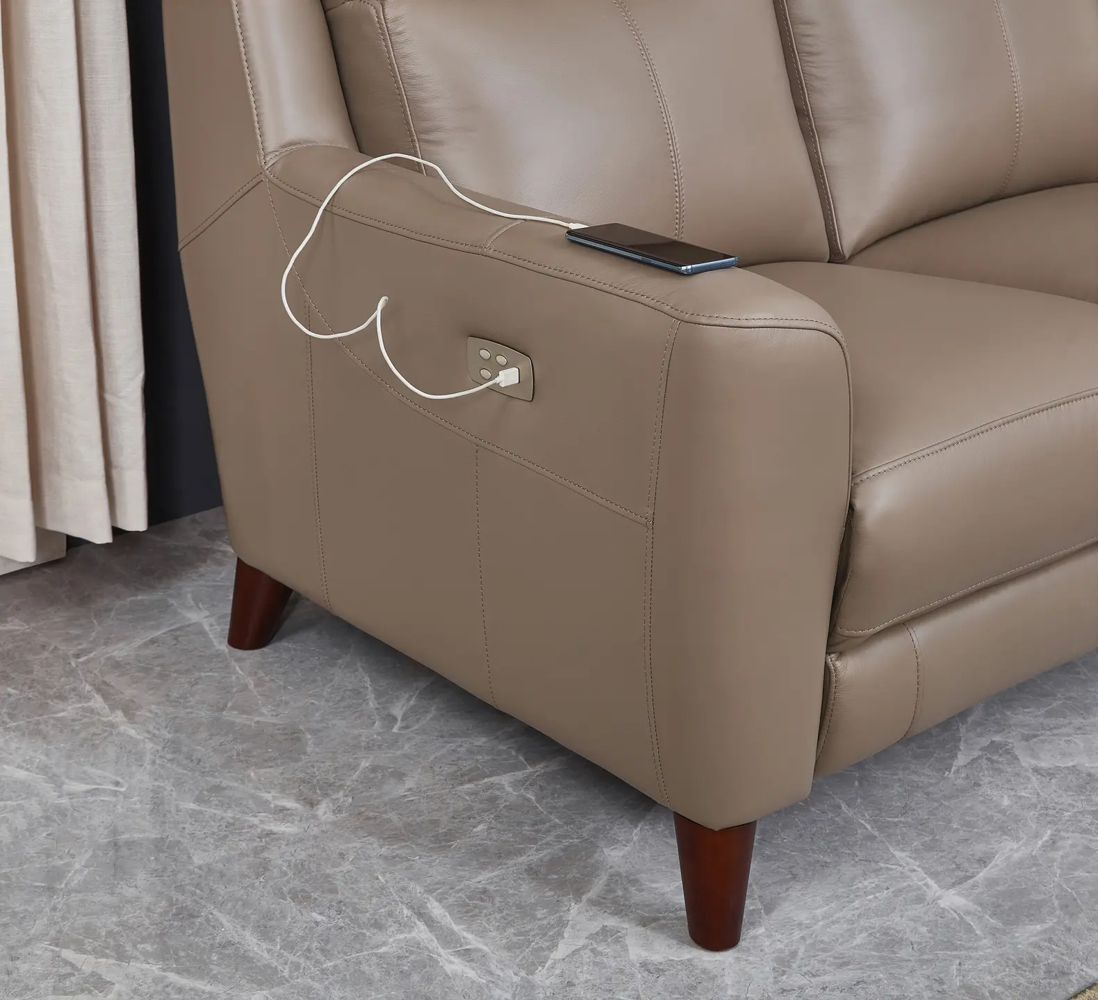 Fresno 3-Piece Curved Power Reclining Leather Sectional-2
