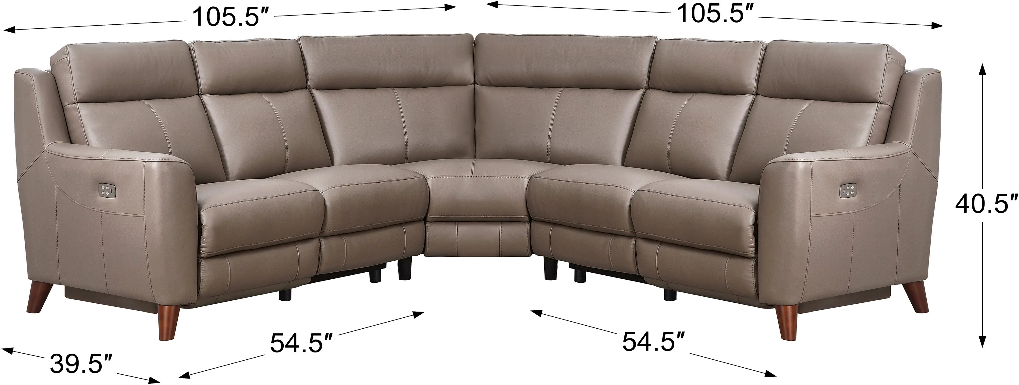 Fresno 3-Piece Curved Power Reclining Leather Sectional-4