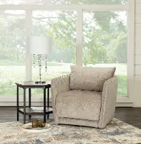 Contemporary Beige Mushroom Swivel Accent Chair - Elon