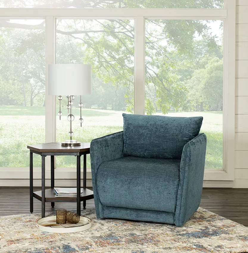 Contemporary Indigo Blue Swivel Accent Chair - Elon-1