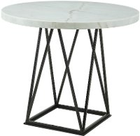 Contemporary White Marble and Metal Round Counter Height Dining Table - Rocco