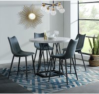 Contemporary White Marble and Metal Round Counter Height Dining Table - Rocco-2