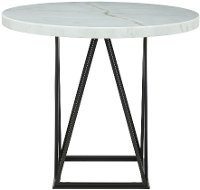 Contemporary White Marble and Metal Round Counter Height Dining Table - Rocco-3