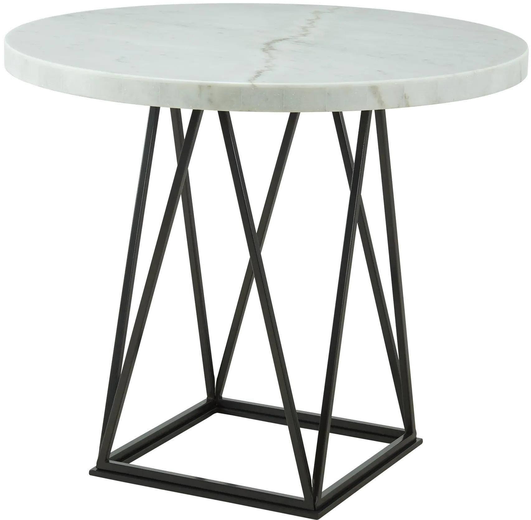 Rocco Contemporary White Marble and Metal Round Counter Height Dining Table-1