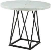 Rocco Contemporary White Marble and Metal Round Counter Height Dining Table