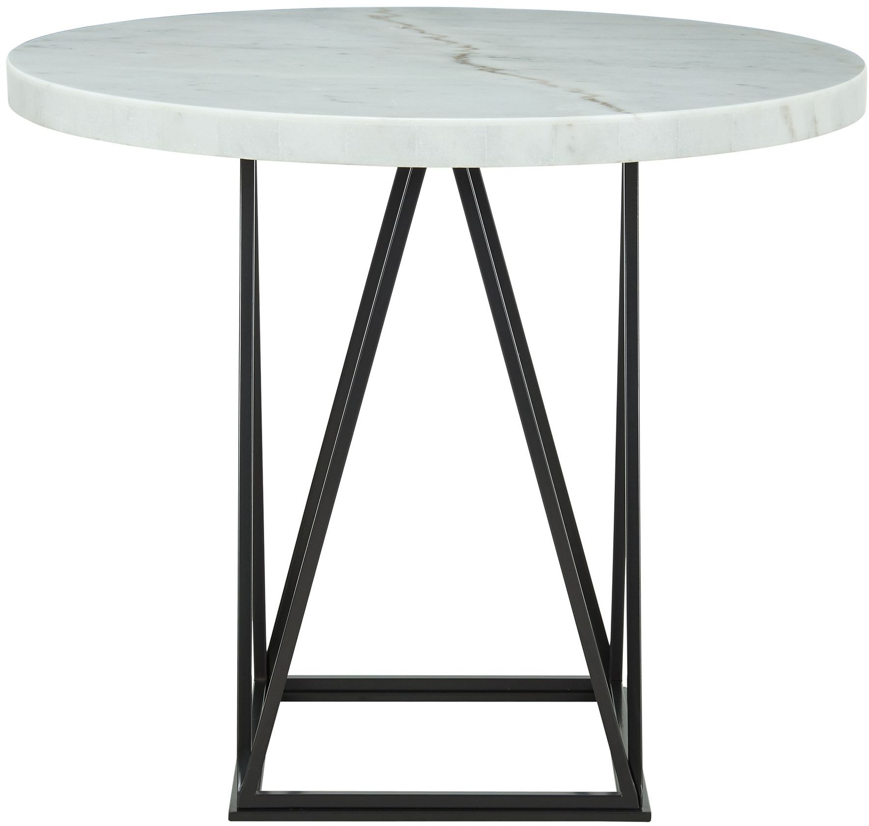 Rocco Contemporary White Marble and Metal Round Counter Height Dining Table-3