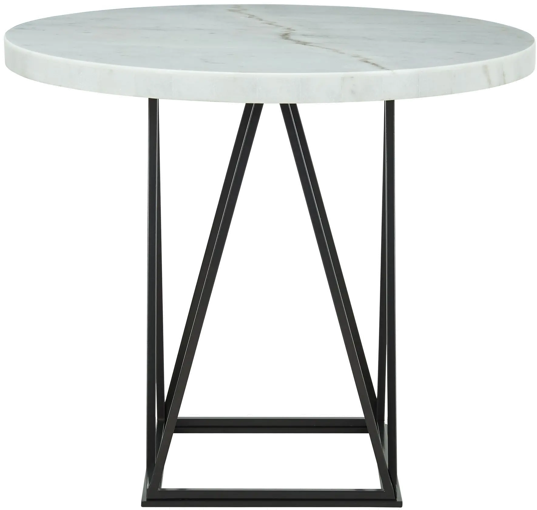 Rocco Contemporary White Marble and Metal Round Counter Height Dining Table-3