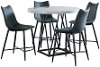 Contemporary Marble and Metal 5 Piece Counter Height Dining Set - Rocco