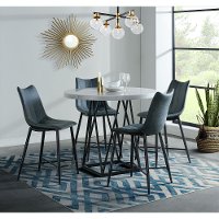 Contemporary Marble and Metal 5 Piece Counter Height Dining Set - Rocco-2