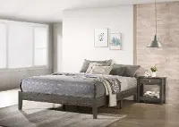 Contemporary Gray Queen Platform Bed - Skyler
