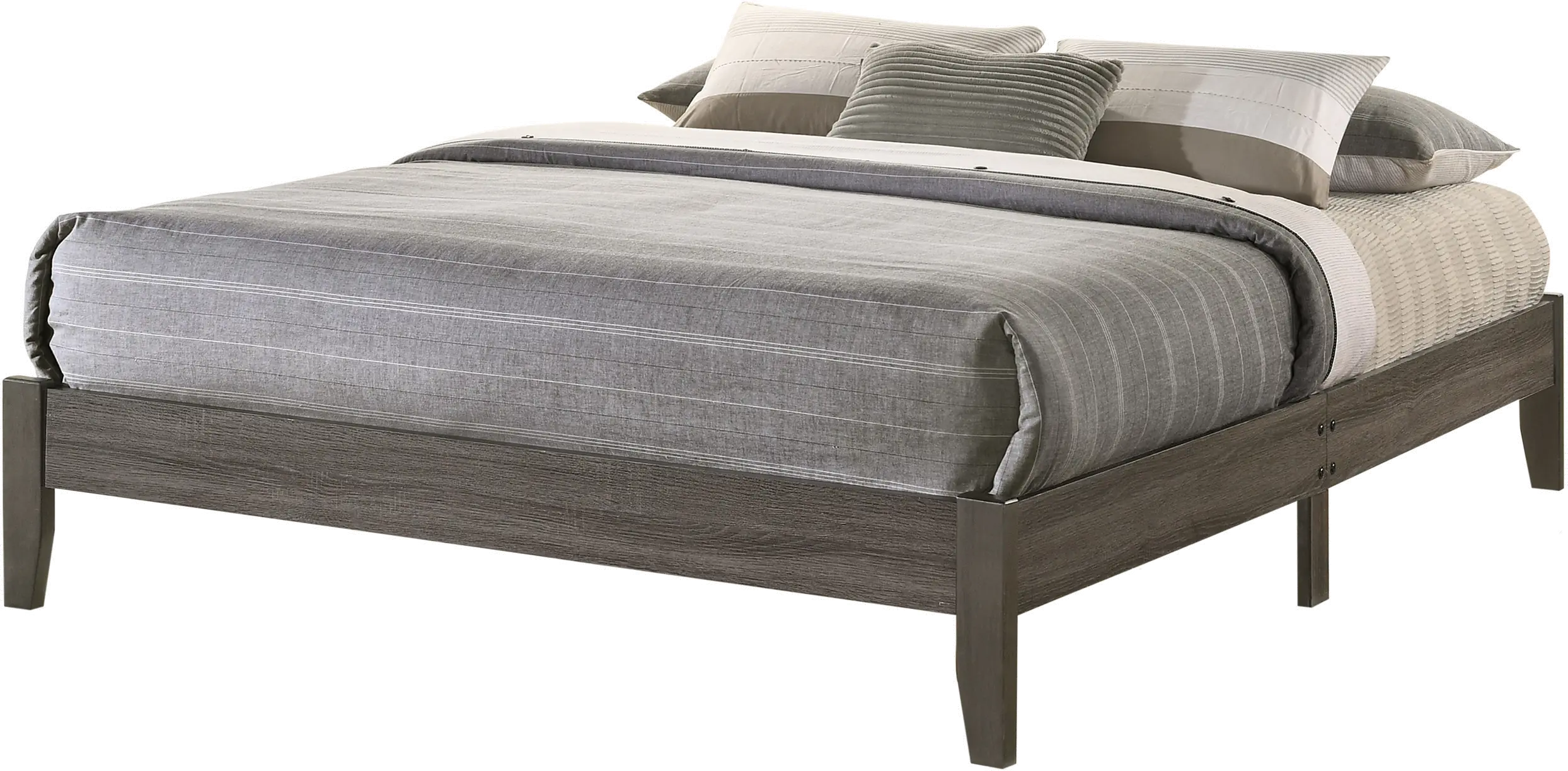 Contemporary Gray Queen Platform Bed - Skyler-2