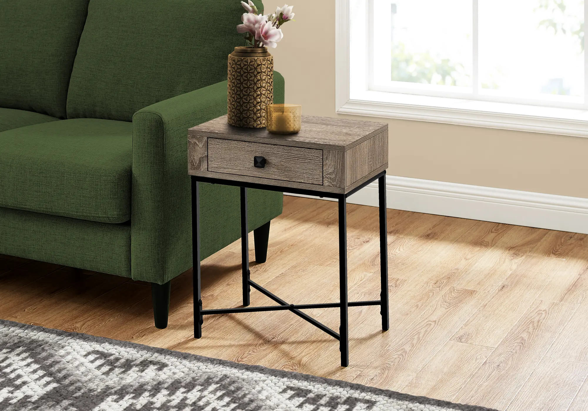 Taupe Metal Accent Table-1
