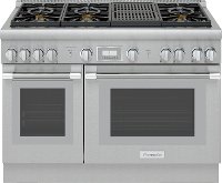 PRD486WLHU Thermador Dual Fuel Pro Harmony Double Oven Smart Range with 6 Burners - 48 Inch, Stainless Steel-1