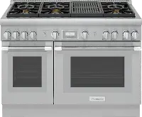 PRD486WLHU Thermador Dual Fuel Pro Harmony Double Oven Smart Range with 6 Burners - 48 Inch, Stainless Steel