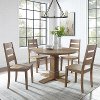 KF13062RB-RB Rustic Brown 5 Piece Round Dining Table Set with Ladderback Chairs- Joanna