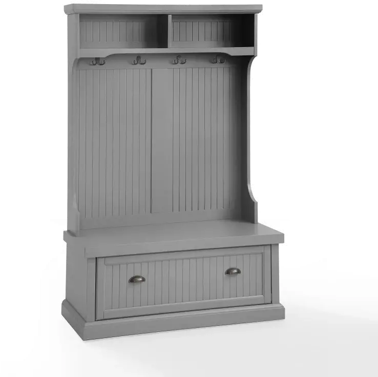 CF6006-GY Seaside Gray Distressed Hall Tree With Storage-2