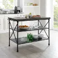 CF3024MB-BR Madeleine Matte Black Kitchen Island