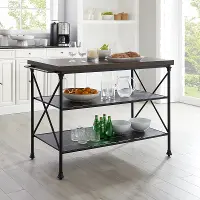 CF3024MB-BR Madeleine Matte Black Kitchen Island