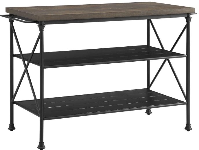 CF3024MB-BR Madeleine Matte Black Kitchen Island-2