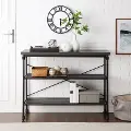 CF6130MB-BR Madeleine Black Industrial Sofa Table