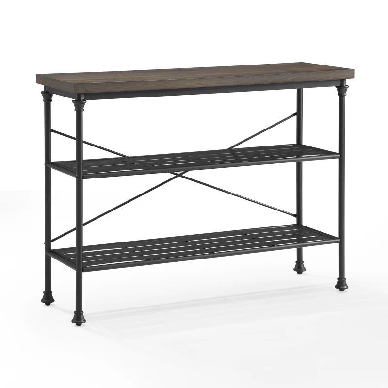 CF6130MB-BR Madeleine Black Industrial Sofa Table-2