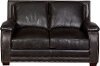 Traditional Smoke Dark Brown Leather Loveseat - Primo