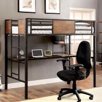 Black Metal Twin Bunk Bed with Workstation - Clapton-1
