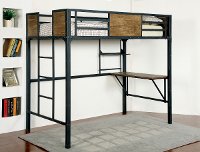 Black Metal Twin Bunk Bed with Workstation - Clapton-2