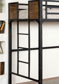 Black Metal Twin Bunk Bed with Workstation - Clapton-3