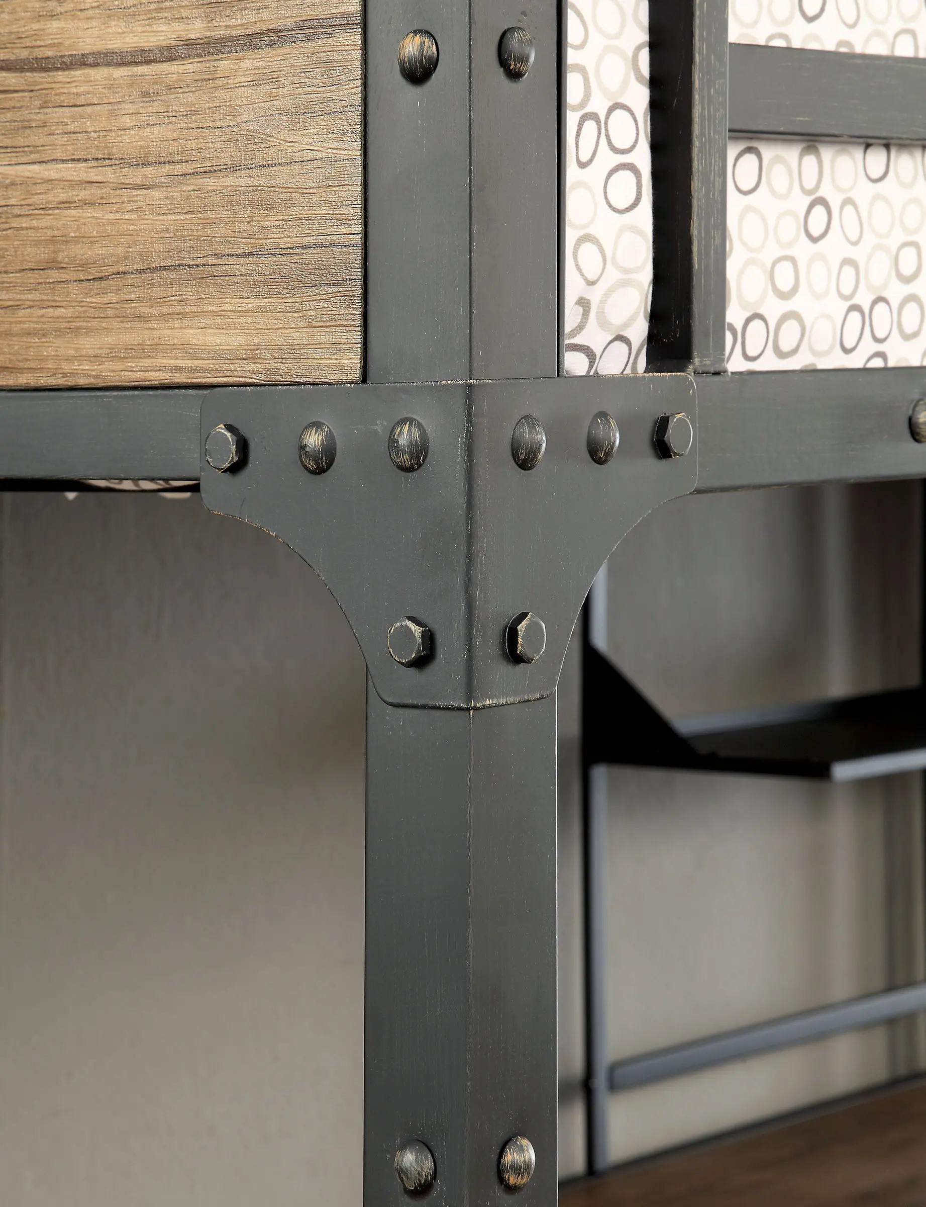 Clapton Black Metal Twin Bunk Bed with Workstation-4
