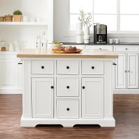 KF30025WH-NA White Kitchen Island With Wood Top-Julia