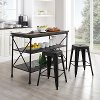 KF13032MB-BR 3 Piece Black Kitchen Island With Stools