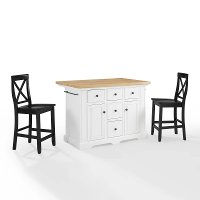 KF30067WH-BK White and Black Kitchen Island and Stools- Julia-2