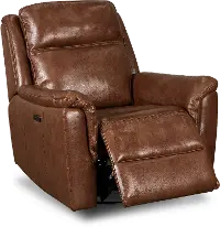 Kobe Brown Leather-Match Gliding Swivel Power Recliner