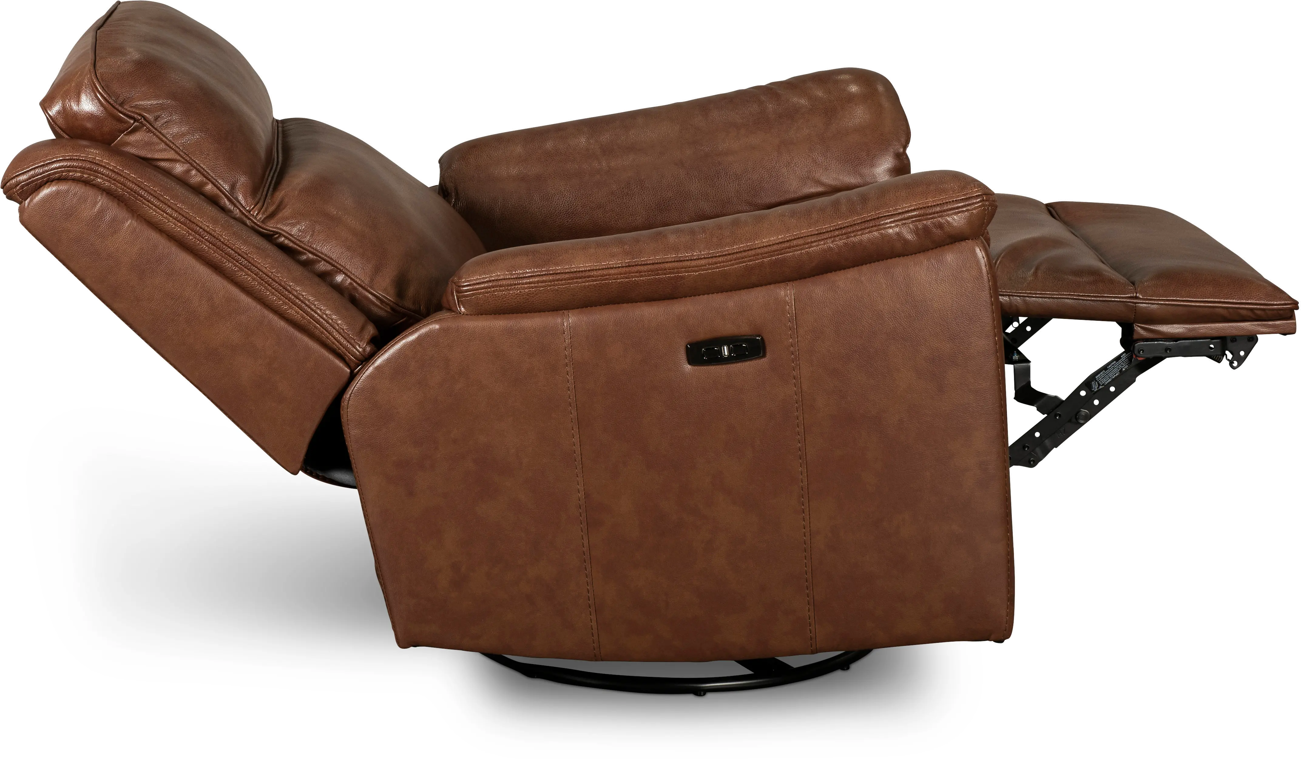 Kobe Brown Leather-Match Gliding Swivel Power Recliner-2