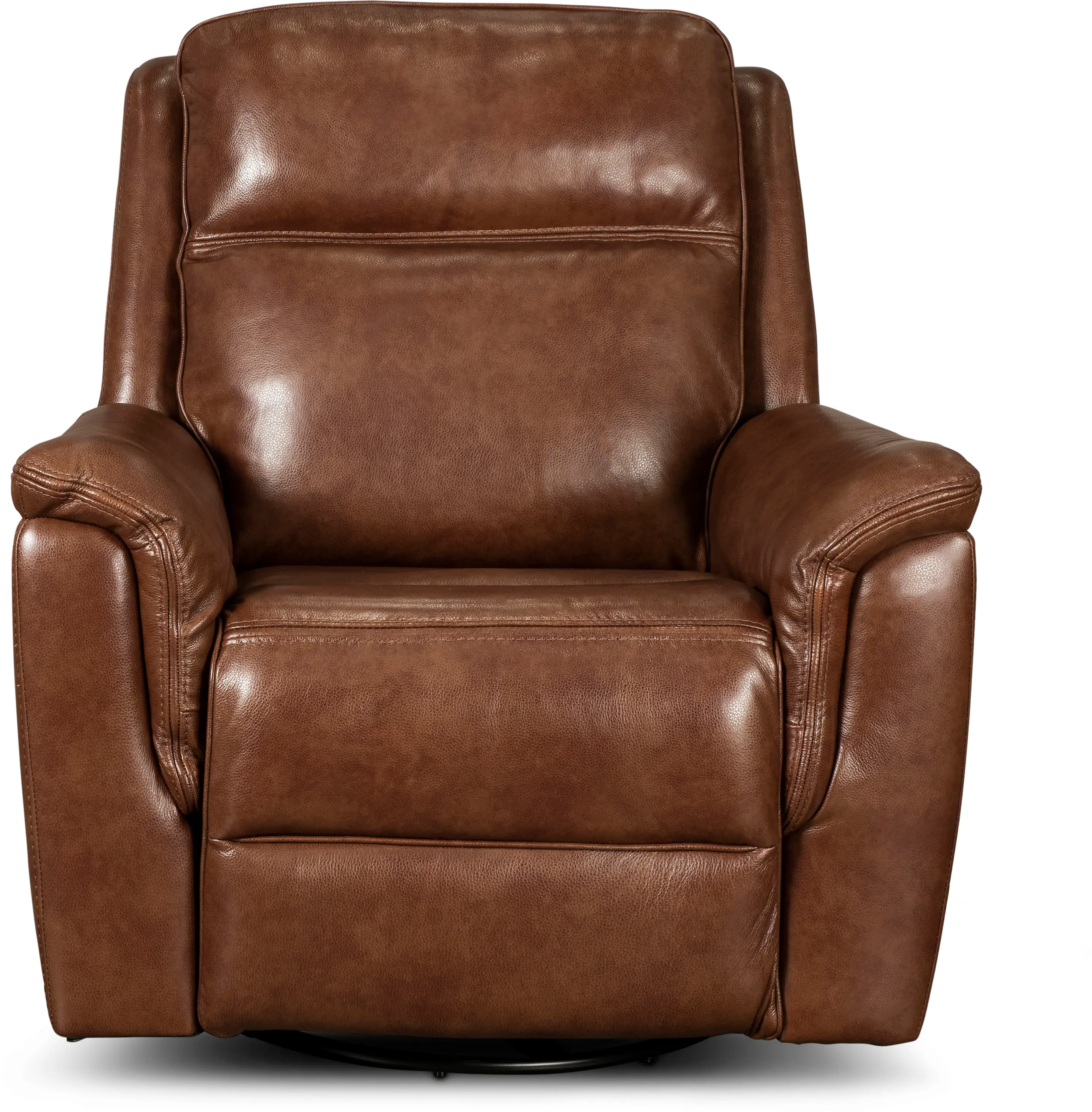 Kobe Brown Leather-Match Gliding Swivel Power Recliner-3